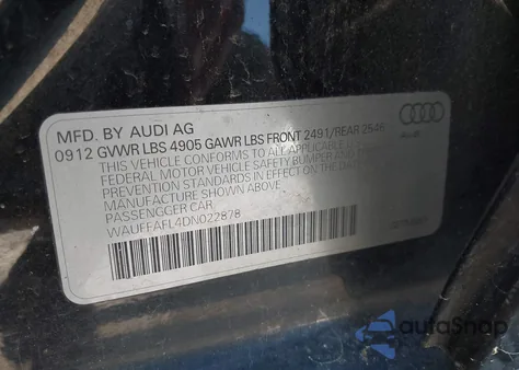 2013 Audi A4 2.0T Premium из США, поврежденный, VIN WAUFFAFL4DN022878